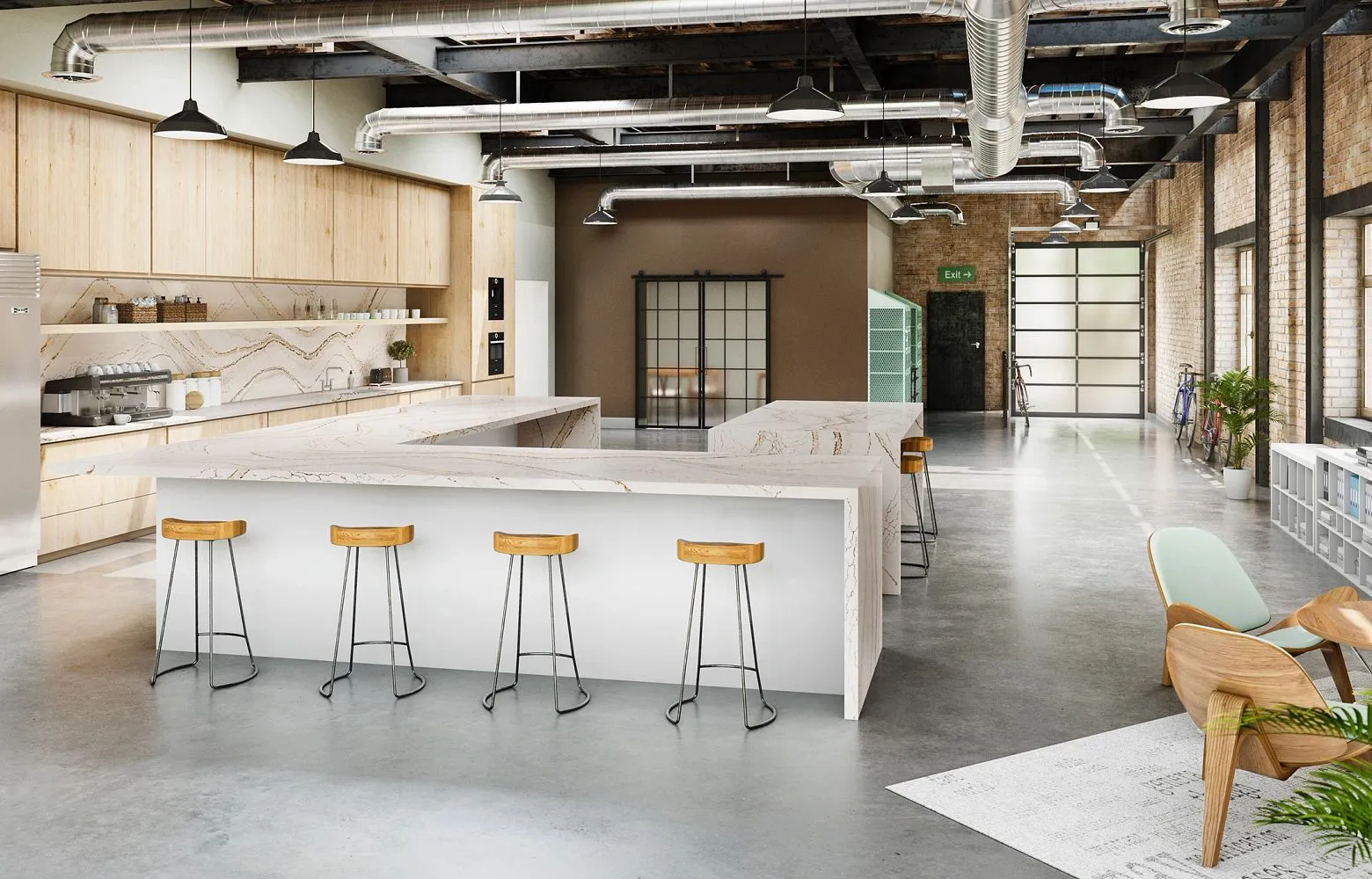 Beautiful Cambria Clovelly quartz countertops in a modern kitchen