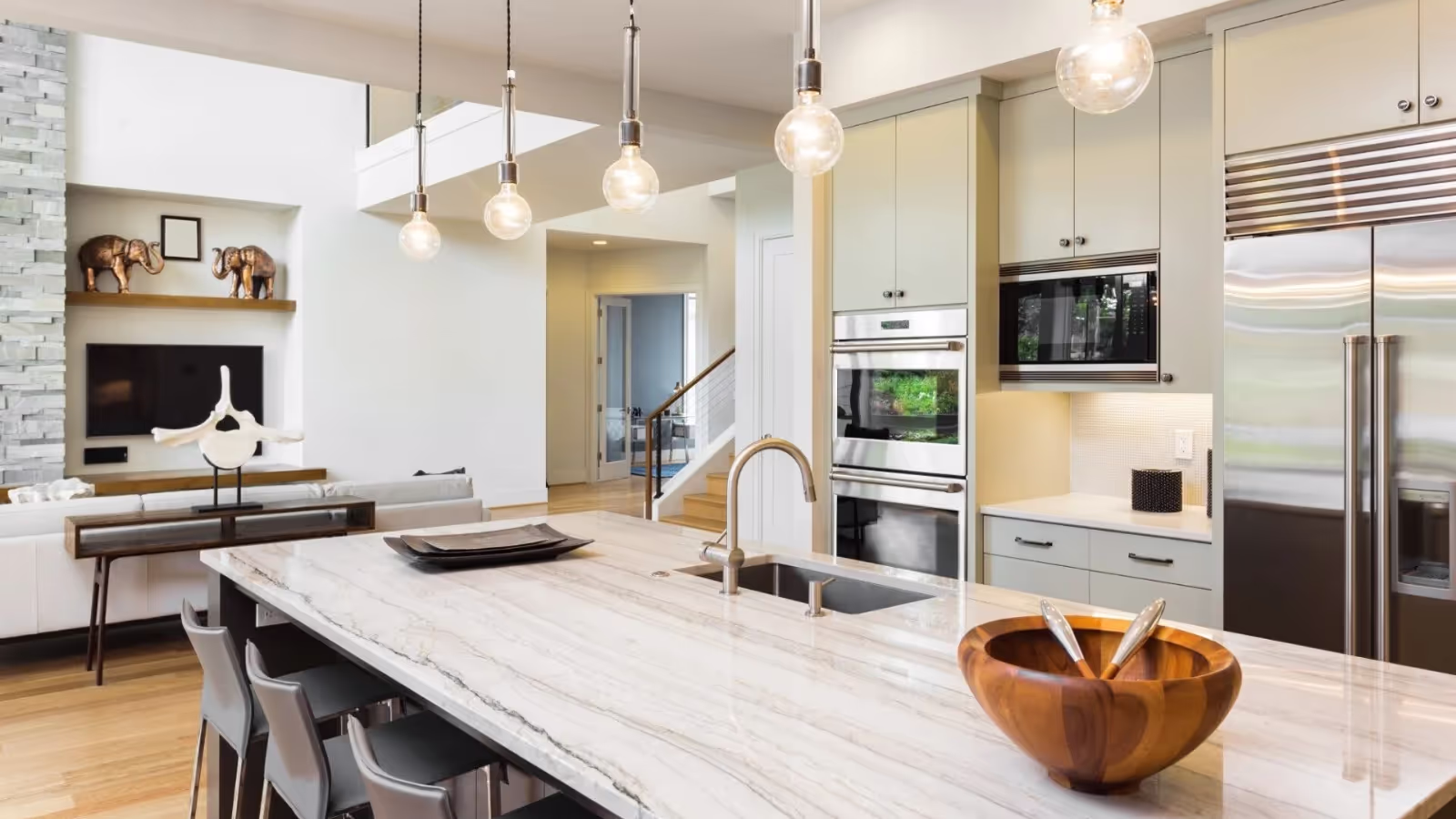 Luxury kitchen interior with trending countertop colors and modern design