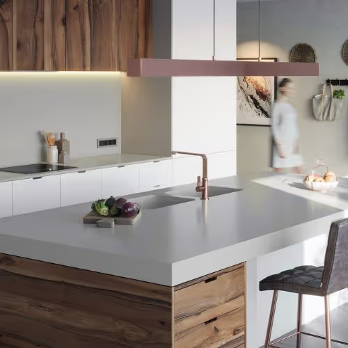 6456Ce4576Abb22E42Fbbc53 Silestone Surprise Granite Cincel Grey Kitchen Scene countertop sample