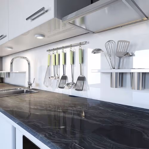6456Ce4576Abb2A042Fbbe82 Msi Surfacs Surprise Granite Fantasy Black Marble Kitchen%20Scene countertop sample