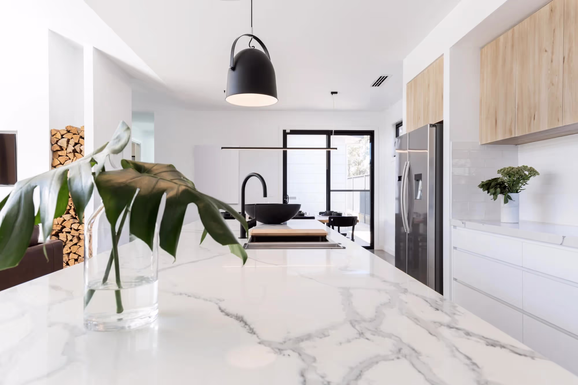 Beautiful White Kitchen Countertop in Remodeled Kitchen